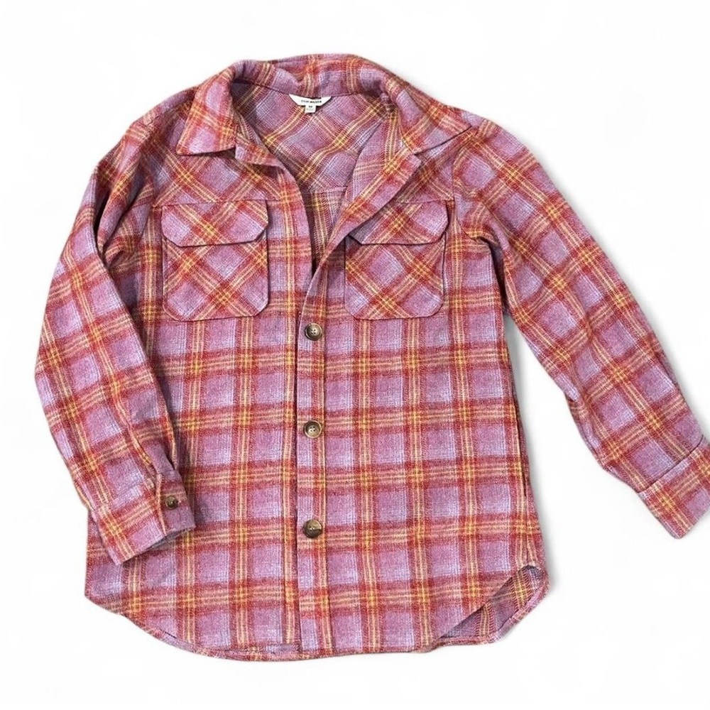 Steve Madden Plaid Shacket in Pink and Yellow